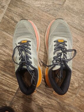 Hoka Women's Light Blue/greenish and Coral Athletic Sneakers